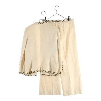 Chanel Chain Decoration Silk Jacket Trousers Long Pants Set Suit Ivory — view 2