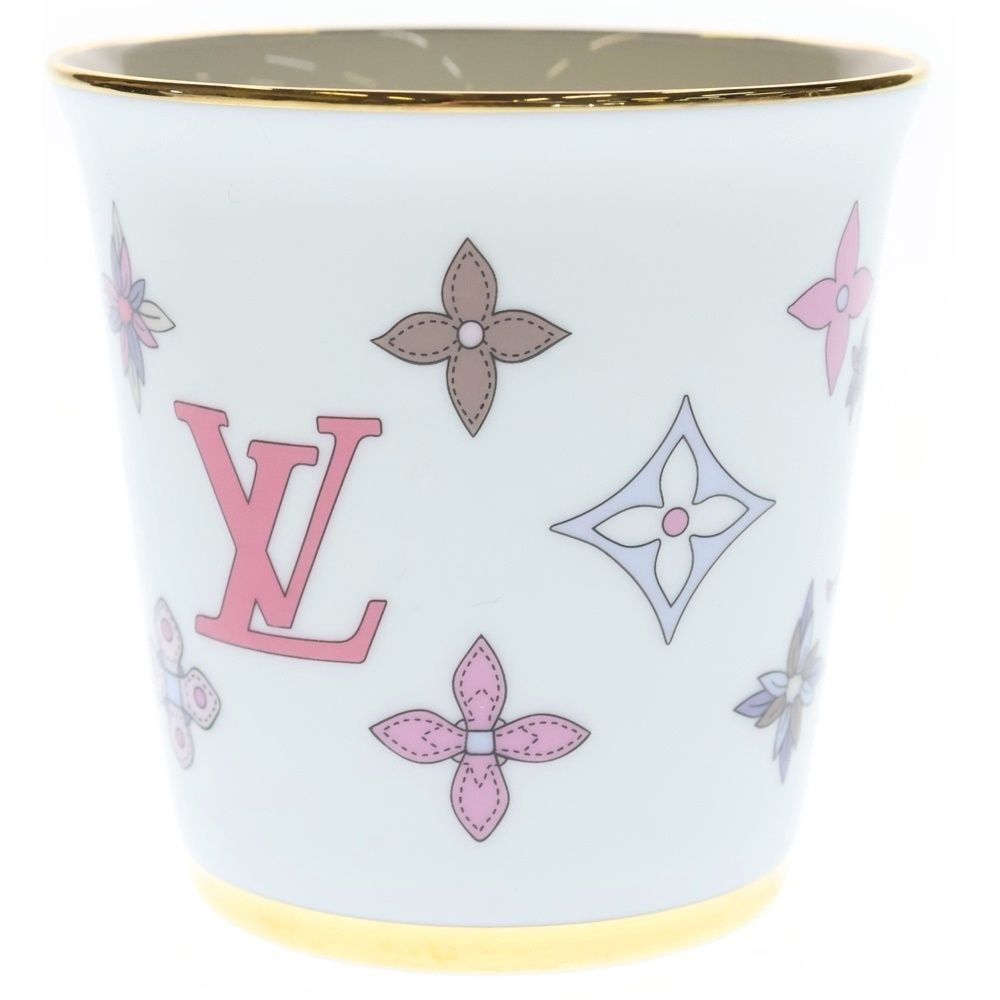 Louis Vuitton Monogram Flower Porcelain Mug Tableware White Hat — view 3