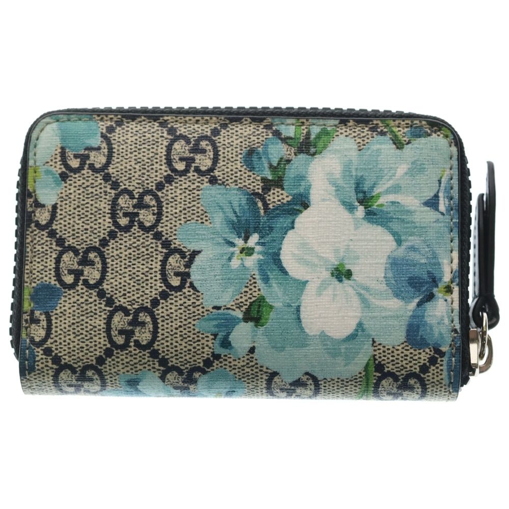 Gucci GG Blooms Flower Print Compact Wallet Beige Blue Leather — view 2