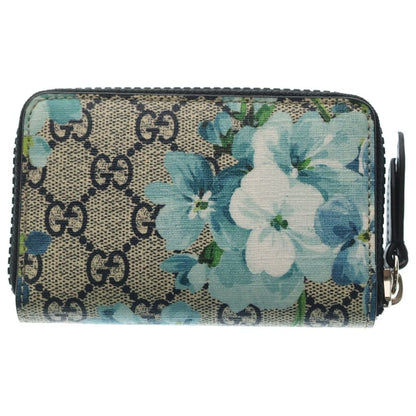 Gucci GG Blooms Flower Print Compact Wallet Beige Blue Leather — view 2