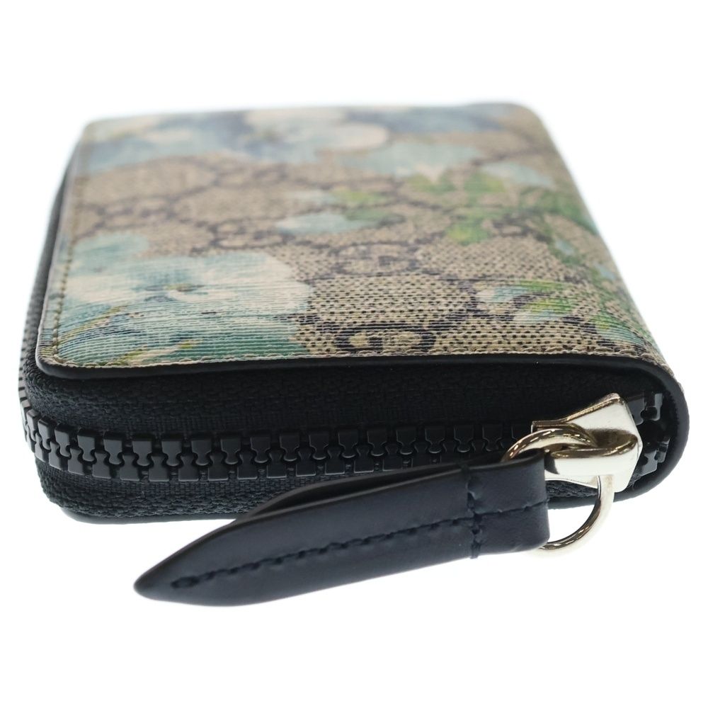 Gucci GG Blooms Flower Print Compact Wallet Beige Blue Leather — view 3