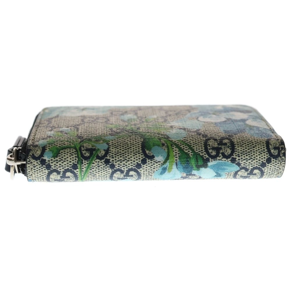 Gucci GG Blooms Flower Print Compact Wallet Beige Blue Leather — view 5