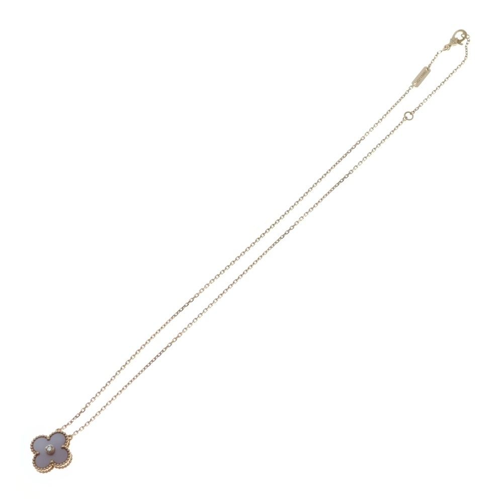 Van Cleef & Arpels Vintage Alhambra Pink Mother of Pearl Diamond Necklace — view 2