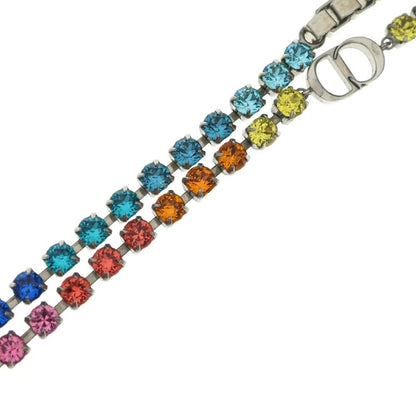 Dior Colored Stone Necklace Rainbow Rhinestone Silver — view 3