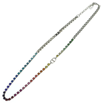 Dior Colored Stone Necklace Rainbow Rhinestone Silver — view 2
