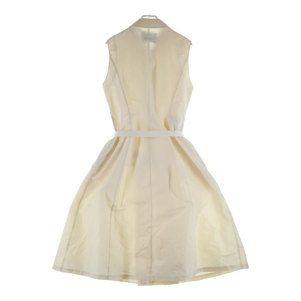 Prada Logo Belt Nylon Half Zip Sleeveless Long Dress Ivory — view 2