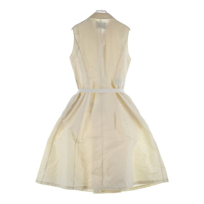 Prada Logo Belt Nylon Half Zip Sleeveless Long Dress Ivory — view 2
