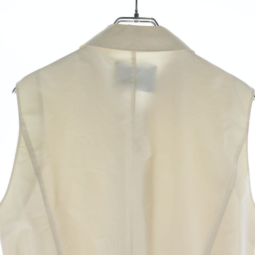 Prada Logo Belt Nylon Half Zip Sleeveless Long Dress Ivory — view 4