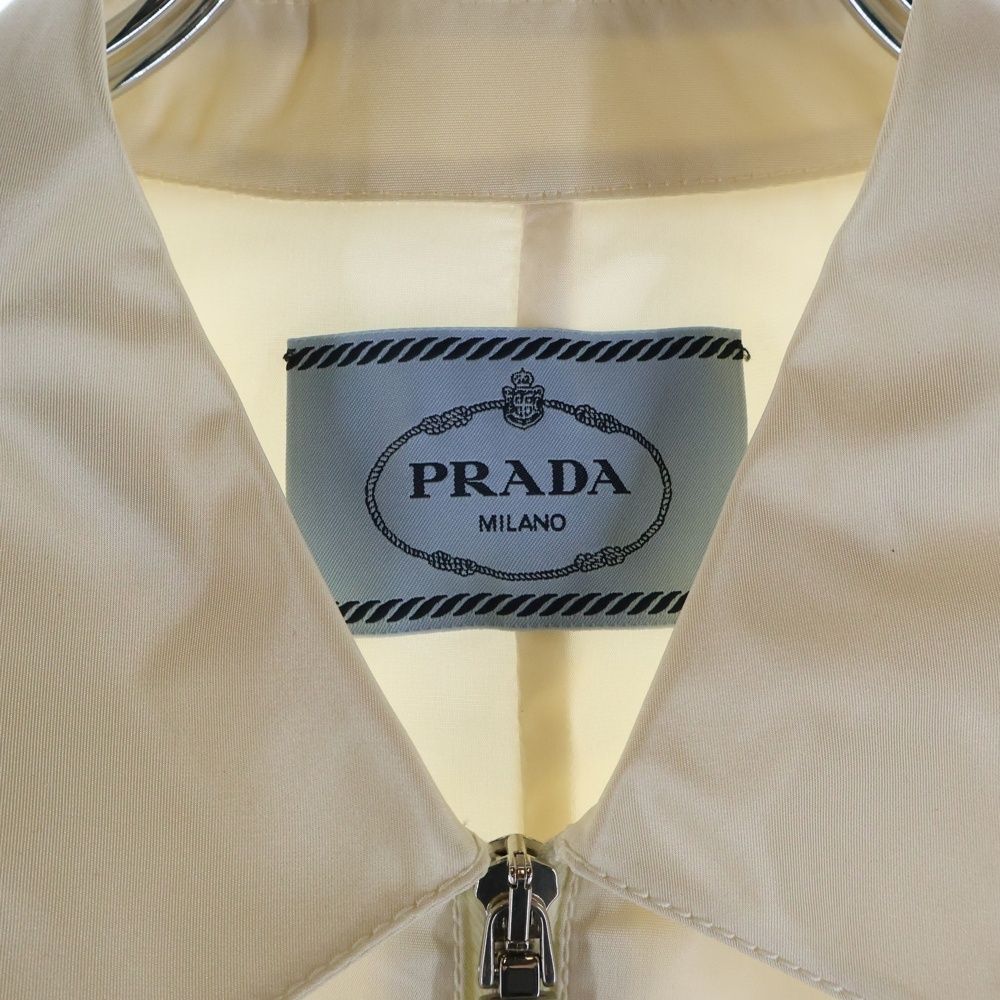 Prada Logo Belt Nylon Half Zip Sleeveless Long Dress Ivory — view 6