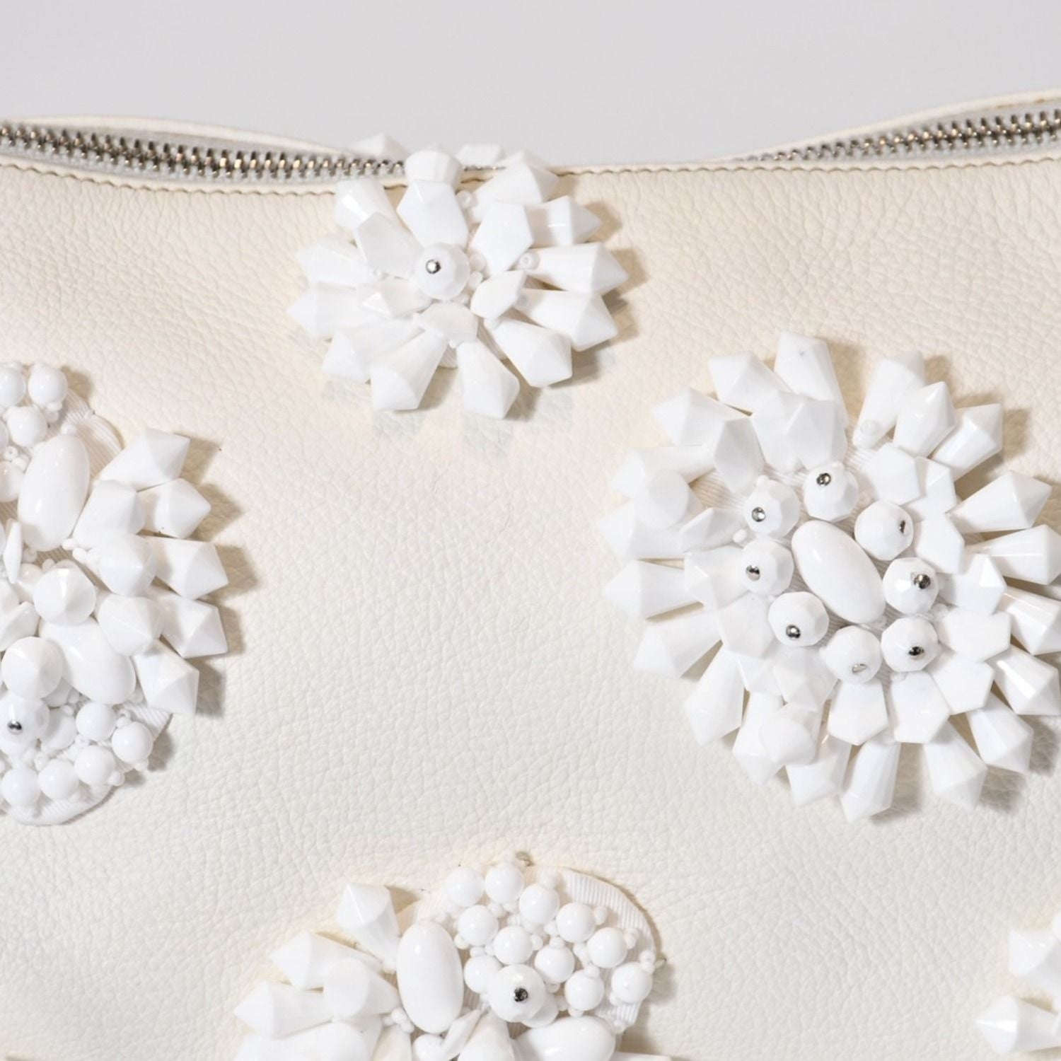 Prada Hobo Handbag Beads Leather White — view 8