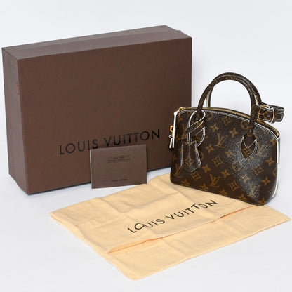 Louis Vuitton Shiny Monogram Lockit BB Handbag Brown Leather Gold