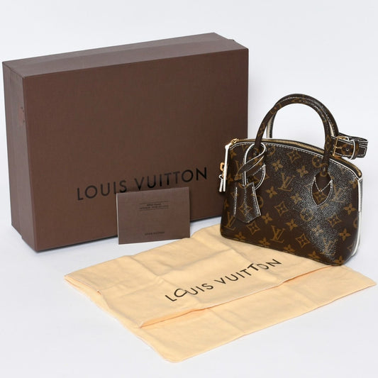 Louis Vuitton Shiny Monogram Lockit BB Handbag Brown Leather Gold