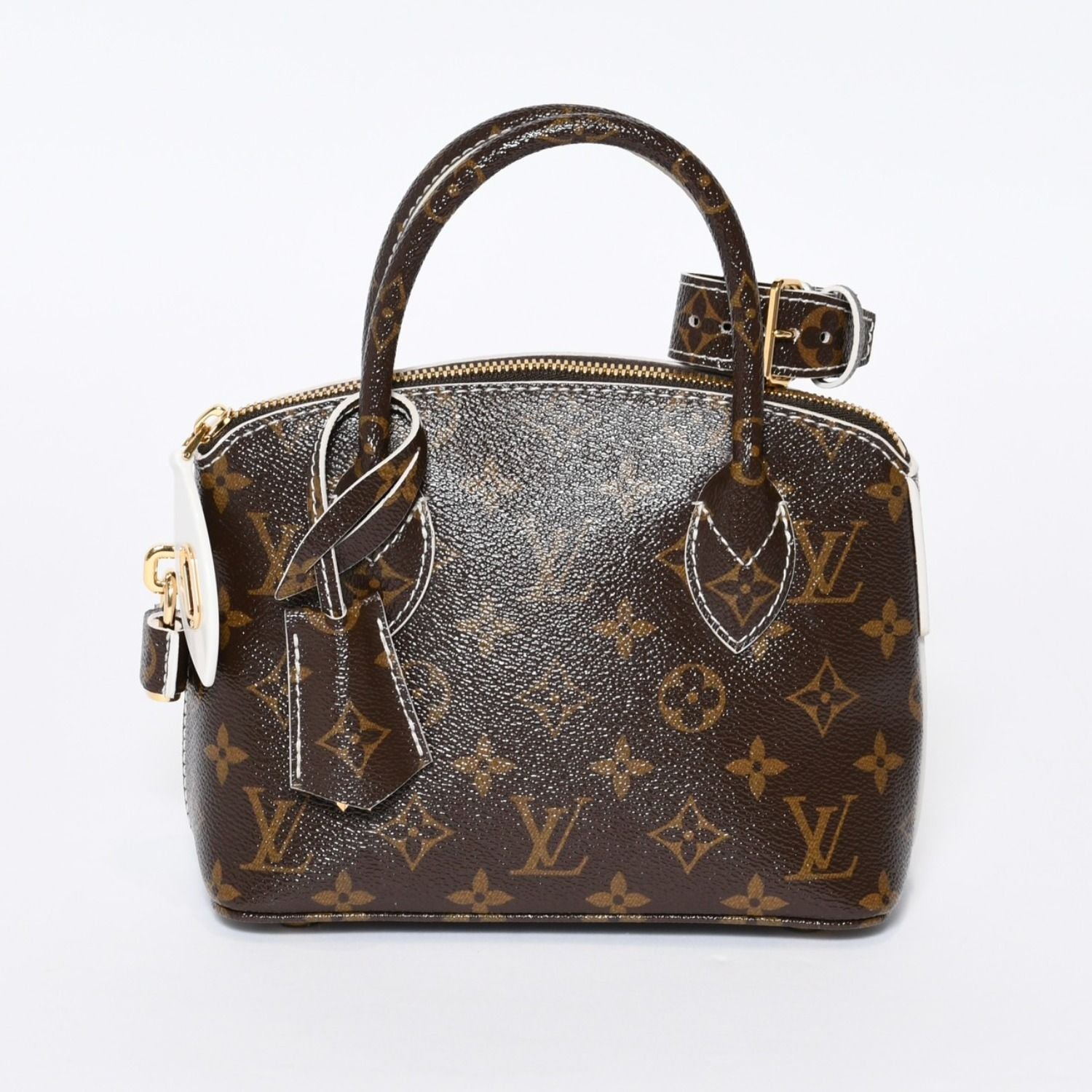 Louis Vuitton Shiny Monogram Lockit BB Handbag Brown Leather Gold — view 2