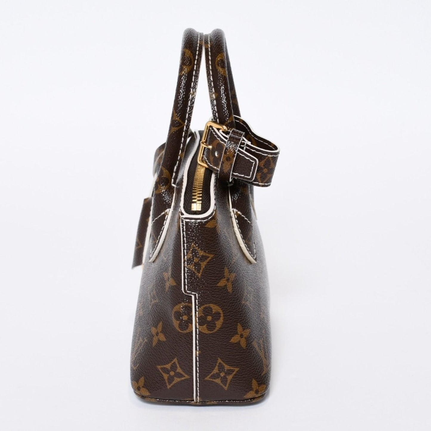 Louis Vuitton Shiny Monogram Lockit BB Handbag Brown Leather Gold — view 5