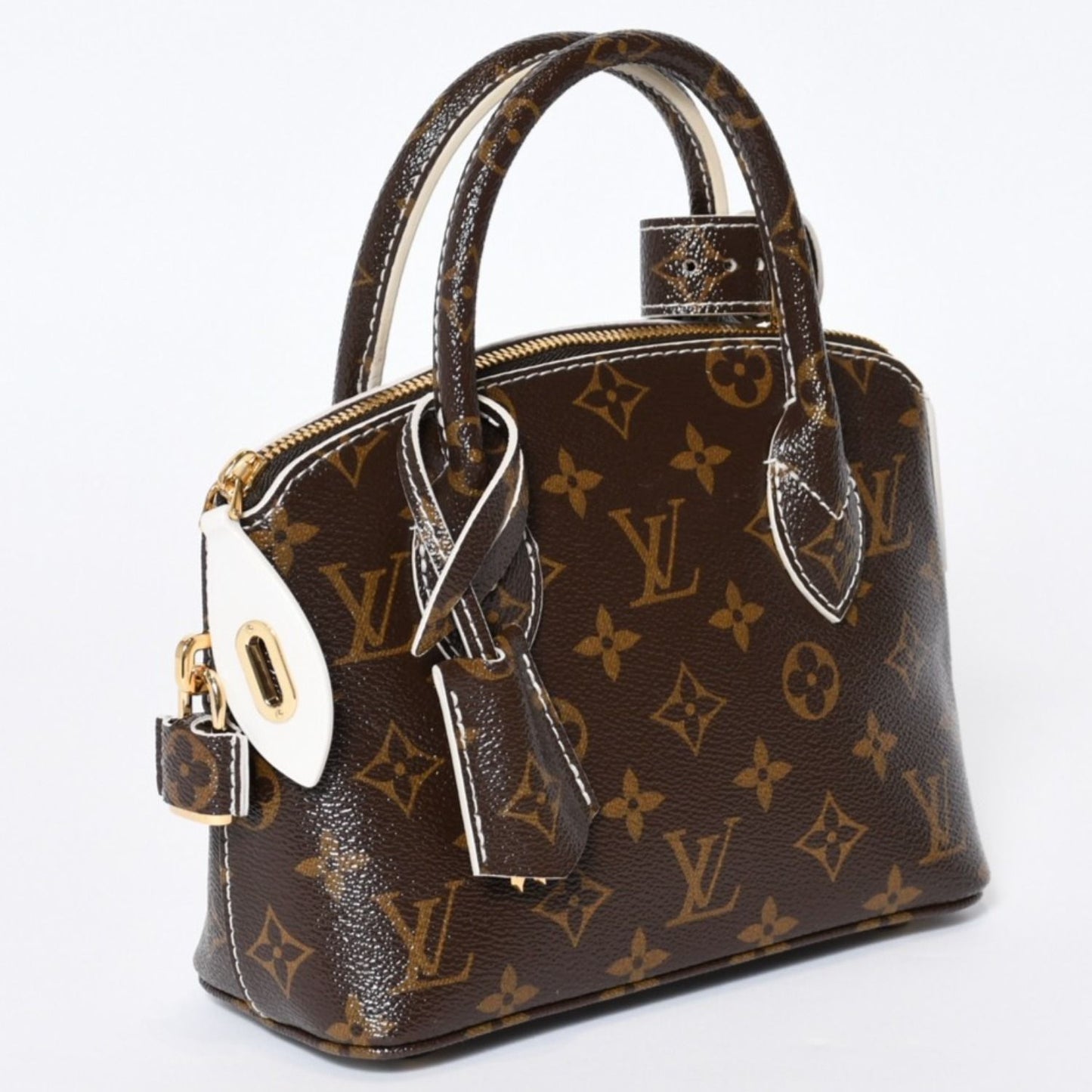 Louis Vuitton Shiny Monogram Lockit BB Handbag Brown Leather Gold — view 4