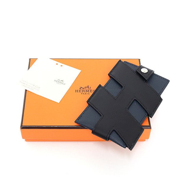 Hermes Card Case Tag Calf Veau Epsom Black Blue Indigo Ash — view 6