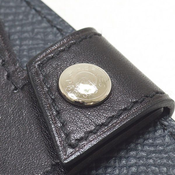 Hermes Card Case Tag Calf Veau Epsom Black Blue Indigo Ash — view 5