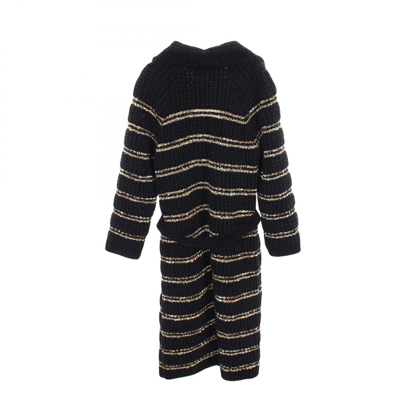 Chanel CC Logo Button Knit Wool Coat Navy White — view 2
