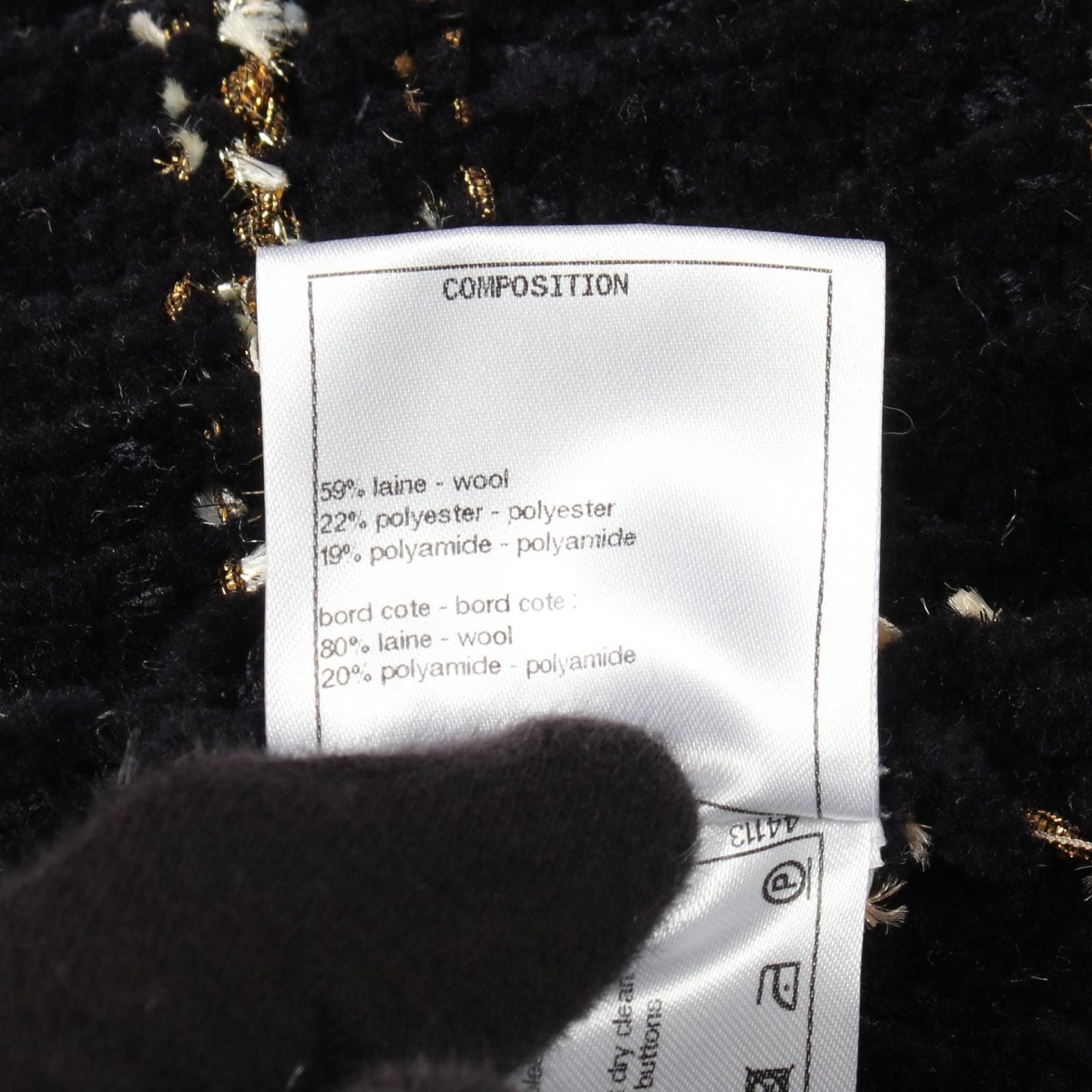 Chanel CC Logo Button Knit Wool Coat Navy White — view 4