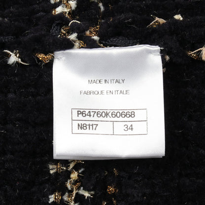 Chanel CC Logo Button Knit Wool Coat Navy White — view 5