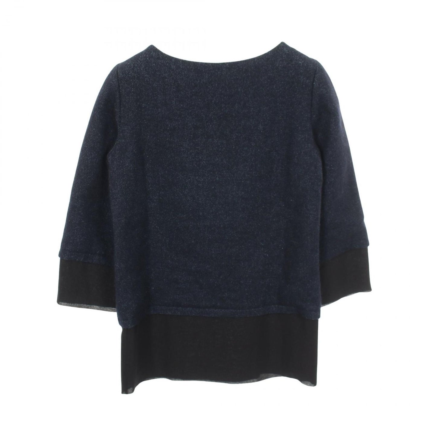 Chanel CC Logo Button Fabric Cashmere Top Shirt Navy Black — view 2