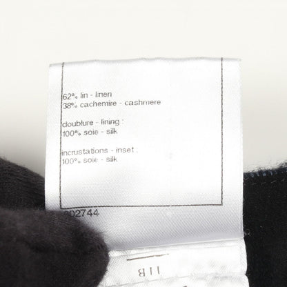 Chanel CC Logo Button Fabric Cashmere Top Shirt Navy Black — view 4