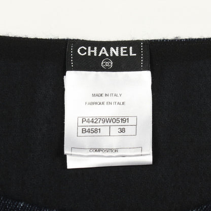 Chanel CC Logo Button Fabric Cashmere Top Shirt Navy Black — view 3