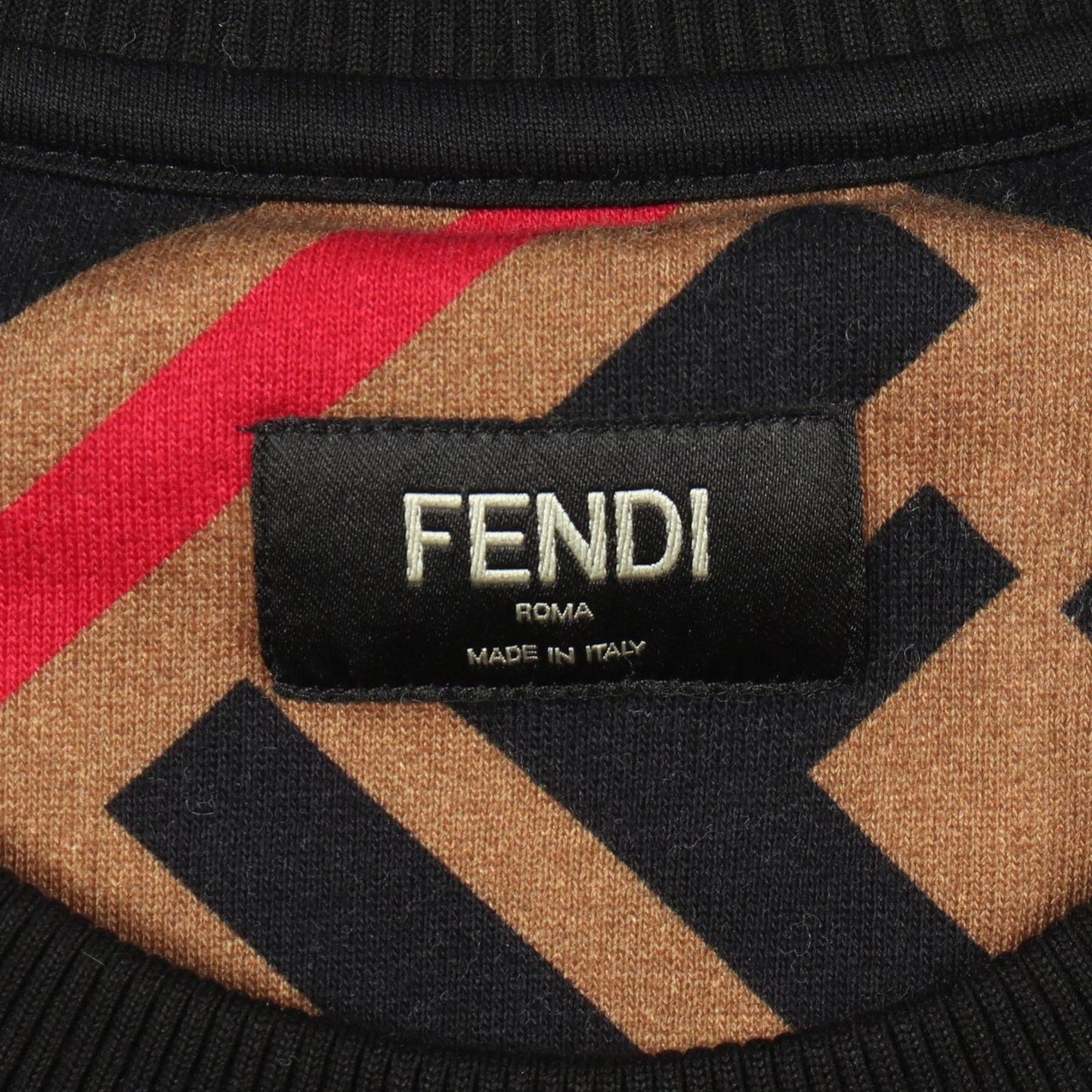 Fendi Sweatshirt Zucca Cotton Khaki Black Red — view 3
