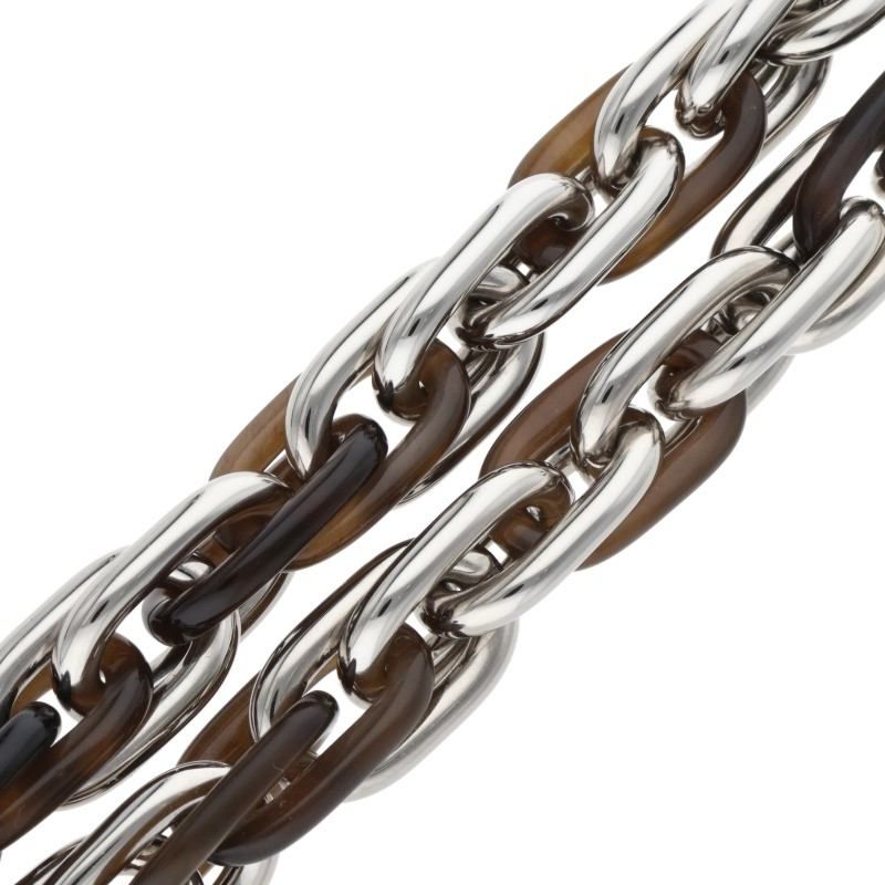 Hermes Amarage Silver Horn Combination Necklace Brown — view 4