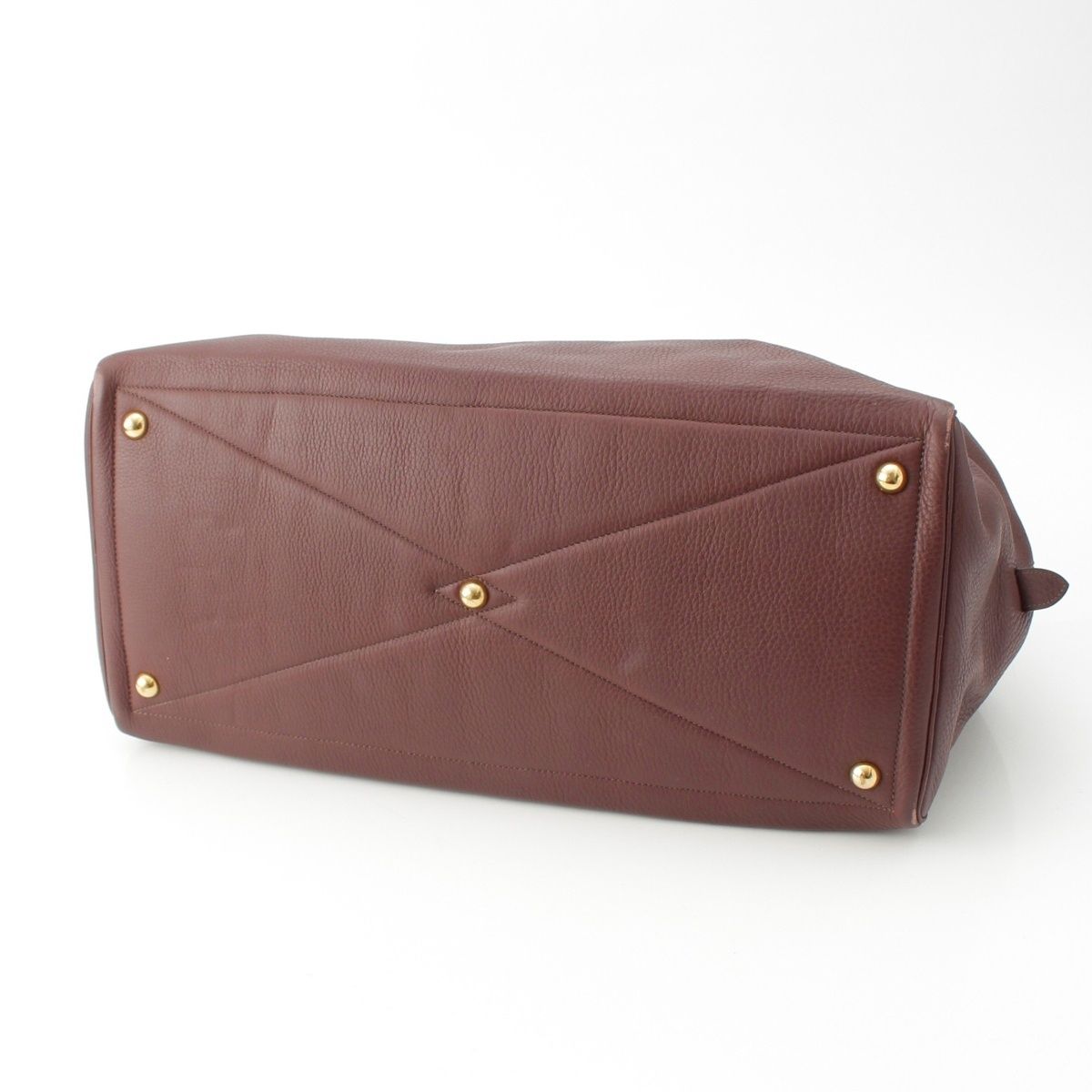 Hermes Victoria Taurillon Clemence Gold Boston Bag Tail Red Brown — view 5