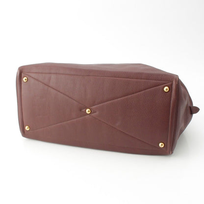 Hermes Victoria Taurillon Clemence Gold Boston Bag Tail Red Brown — view 5