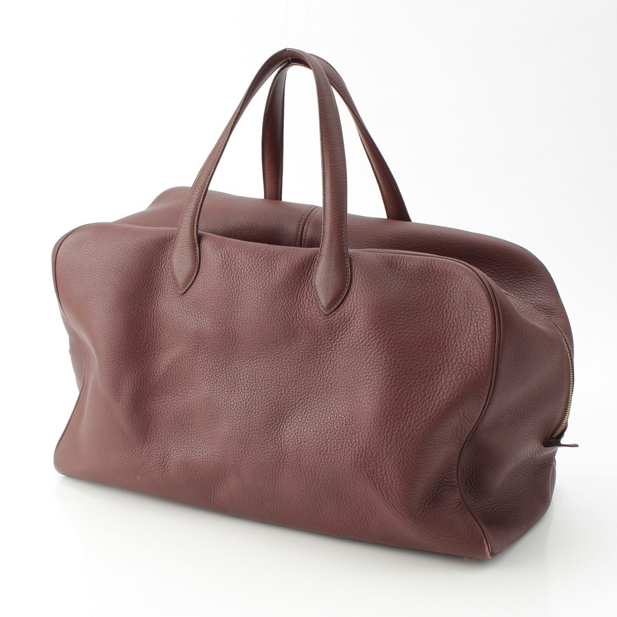 Hermes Victoria Taurillon Clemence Gold Boston Bag Tail Red Brown — view 2