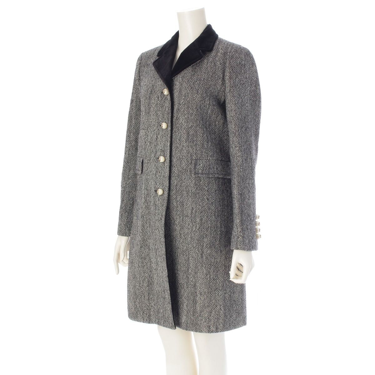 Gucci Wool GG Pearl Velour Coat Black White 38 — view 2