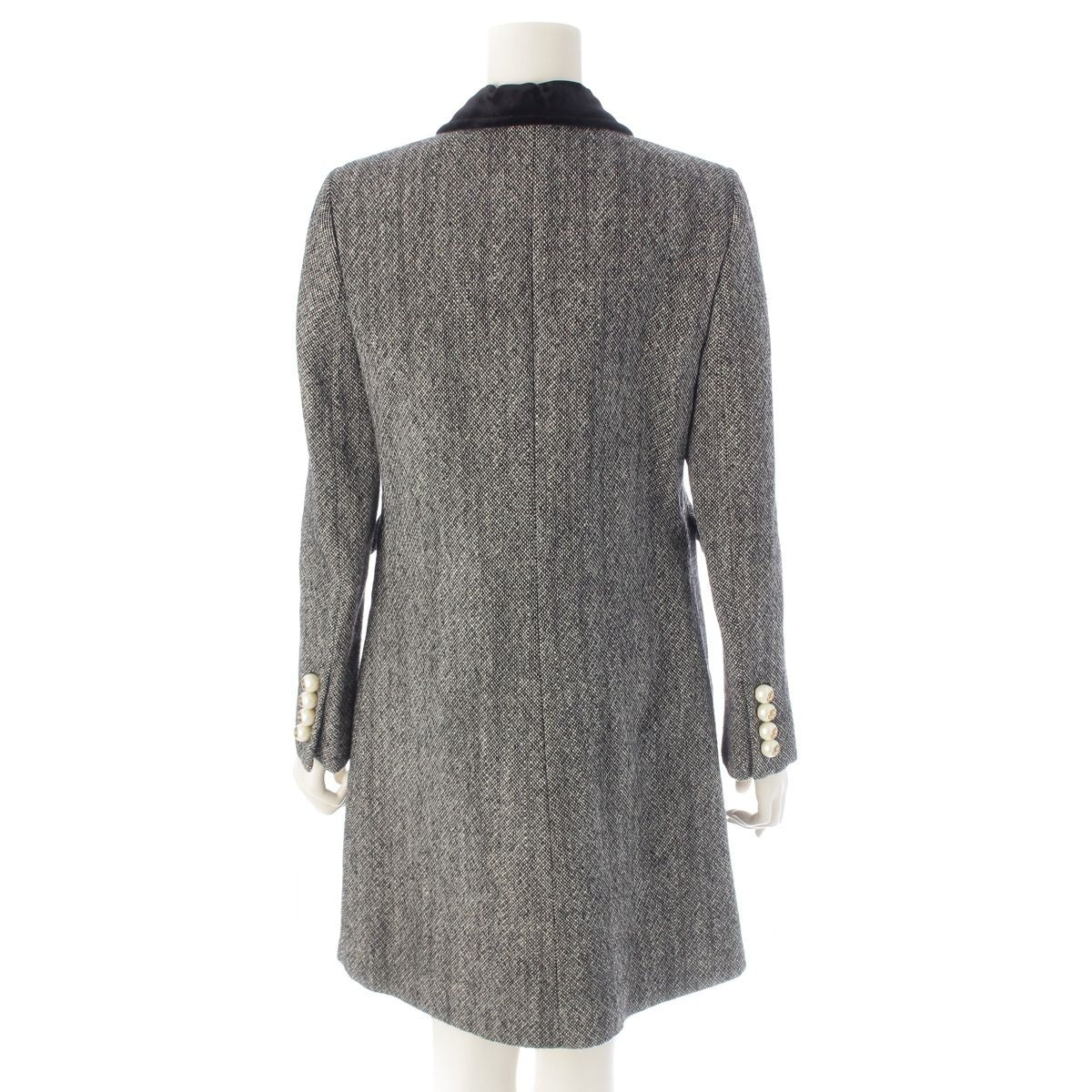 Gucci Wool GG Pearl Velour Coat Black White 38 — view 4