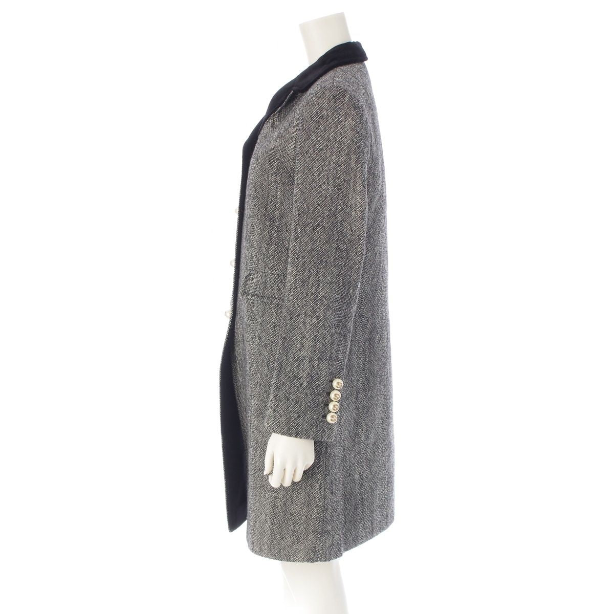Gucci Wool GG Pearl Velour Coat Black White 38 — view 3