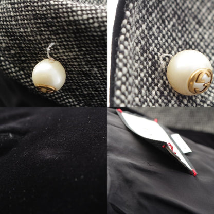 Gucci Wool GG Pearl Velour Coat Black White 38 — view 8