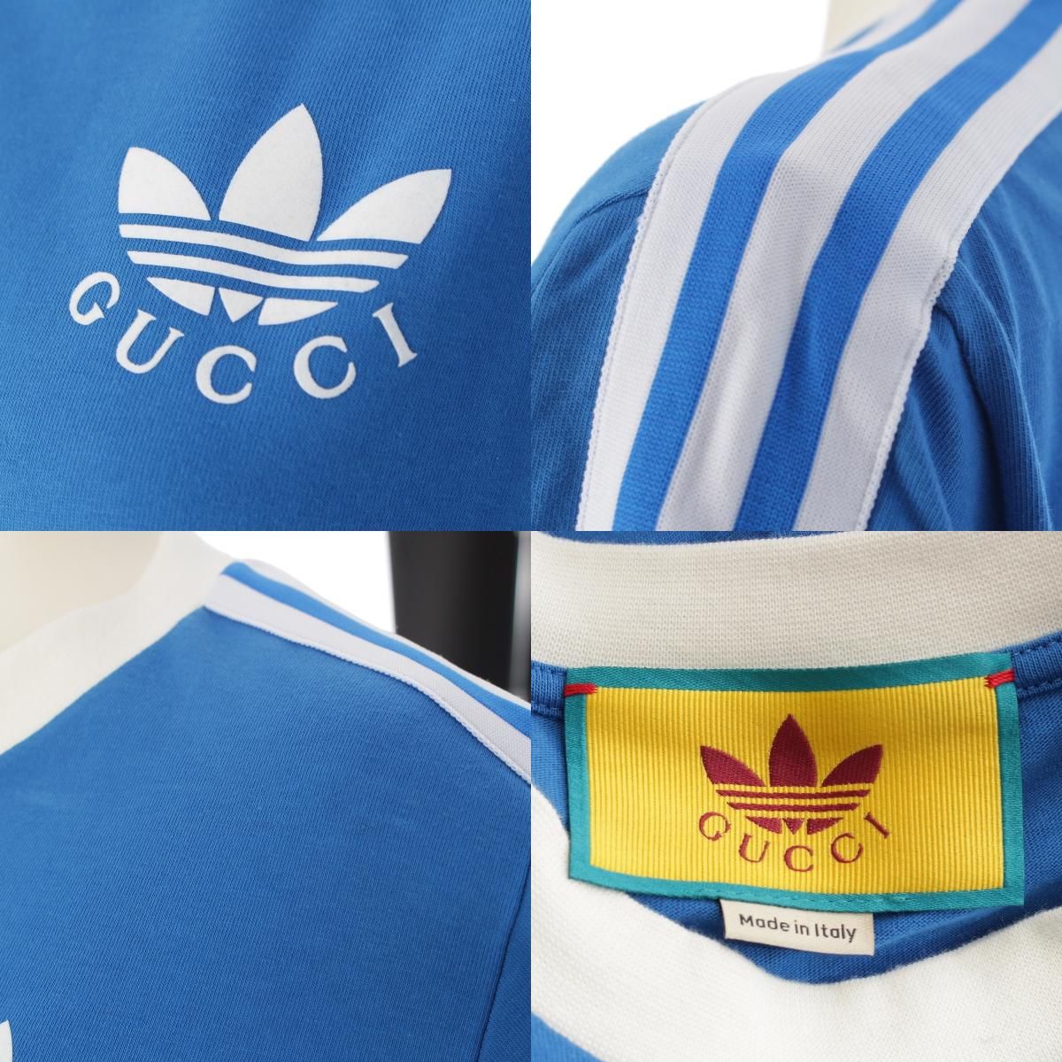Gucci Adidas Logo Striped Shirt Long Sleeve Dress Blue — view 8