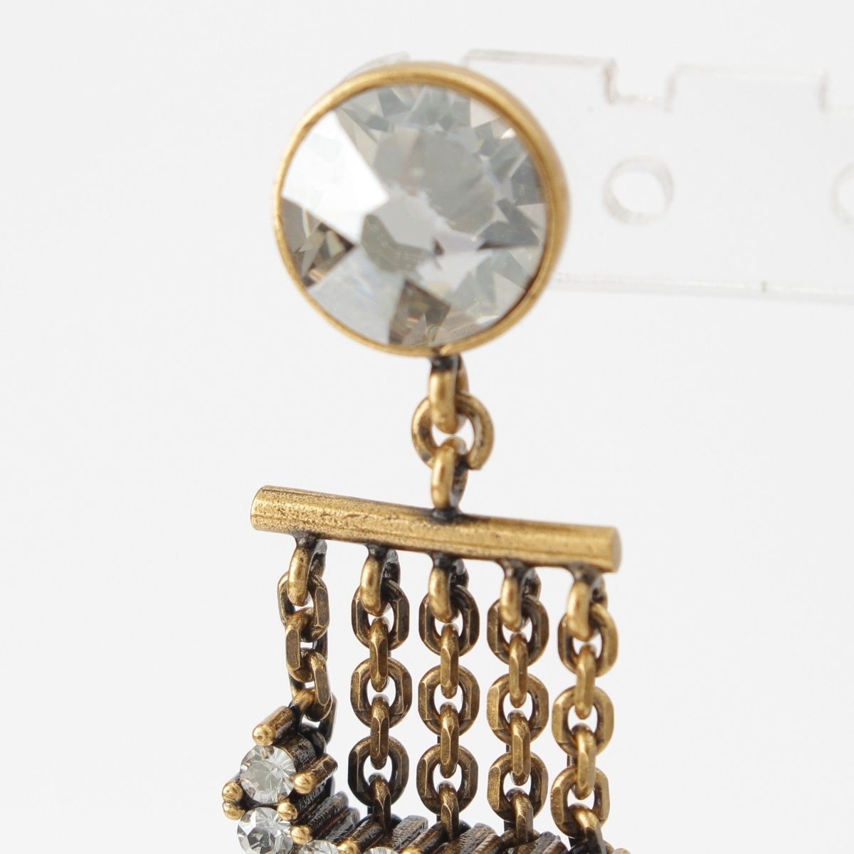 Dior J'adior Rhinestone Chain Earrings Gold — view 3