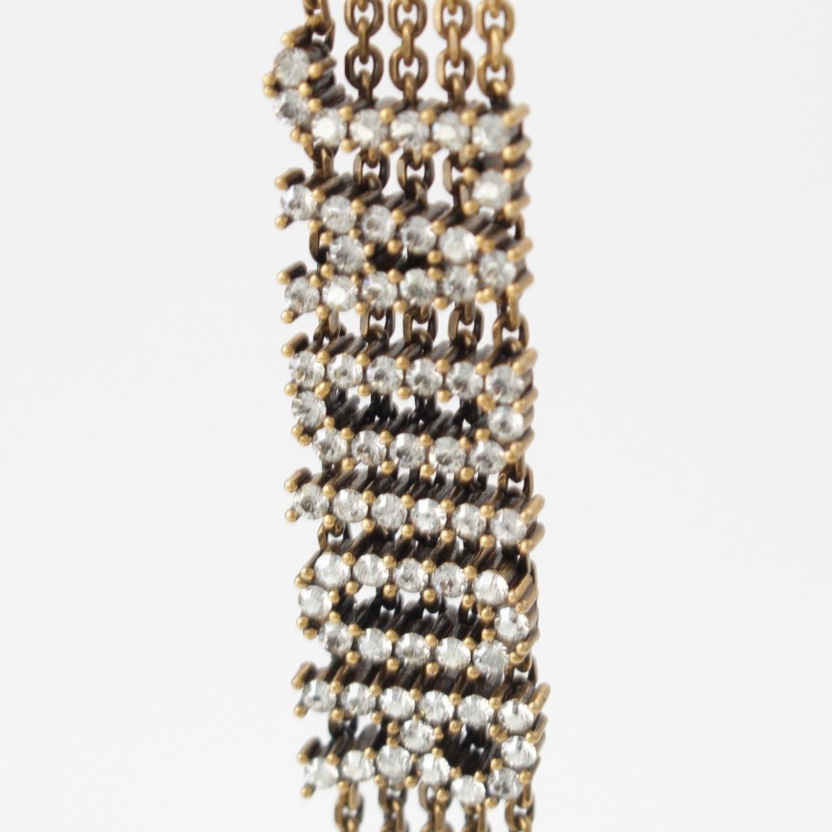 Dior J'adior Rhinestone Chain Earrings Gold — view 5