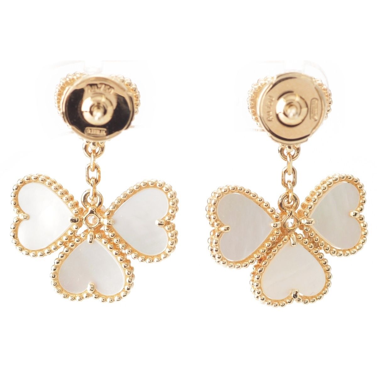 Van Cleef & Arpels Sweet Alhambra Diamond Earrings Mother Of Pearl — view 2