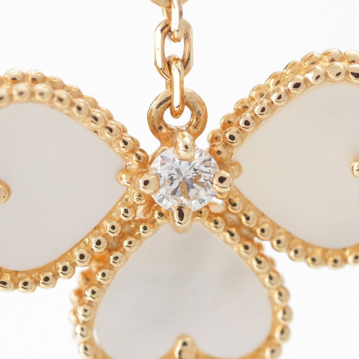 Van Cleef & Arpels Sweet Alhambra Diamond Earrings Mother Of Pearl — view 6