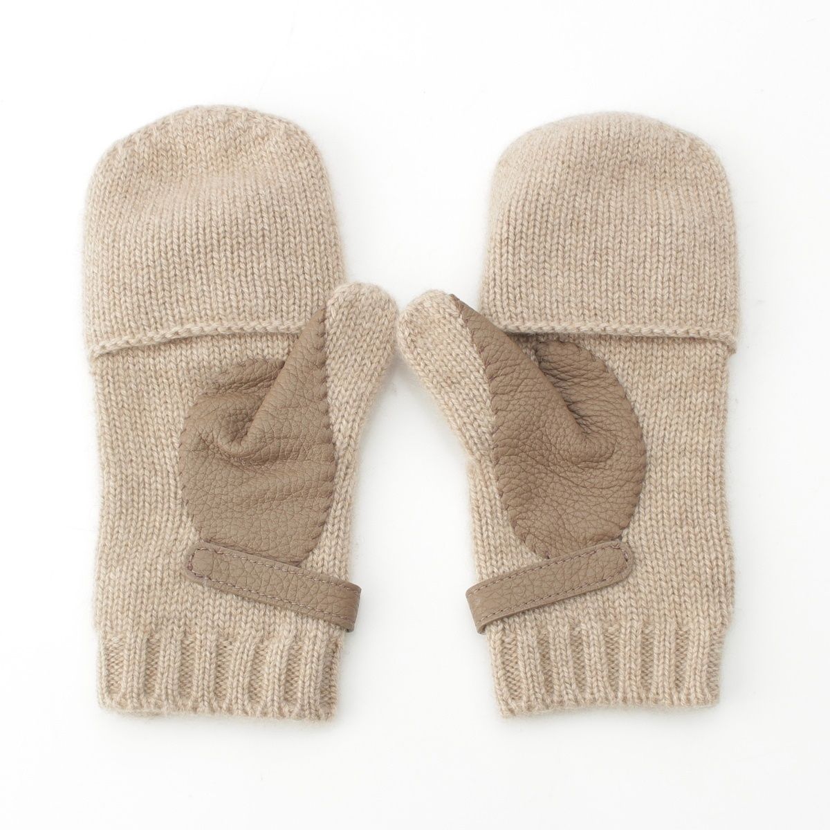 Hermes Lionel Cashmere Gloves Mittens Beige — view 3