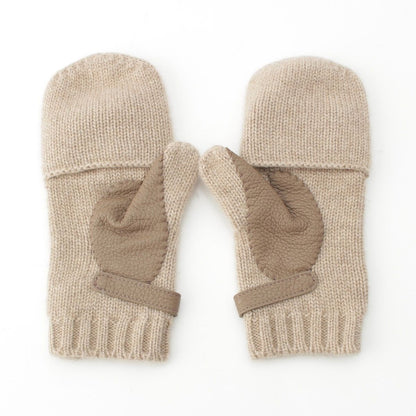 Hermes Lionel Cashmere Gloves Mittens Beige — view 3