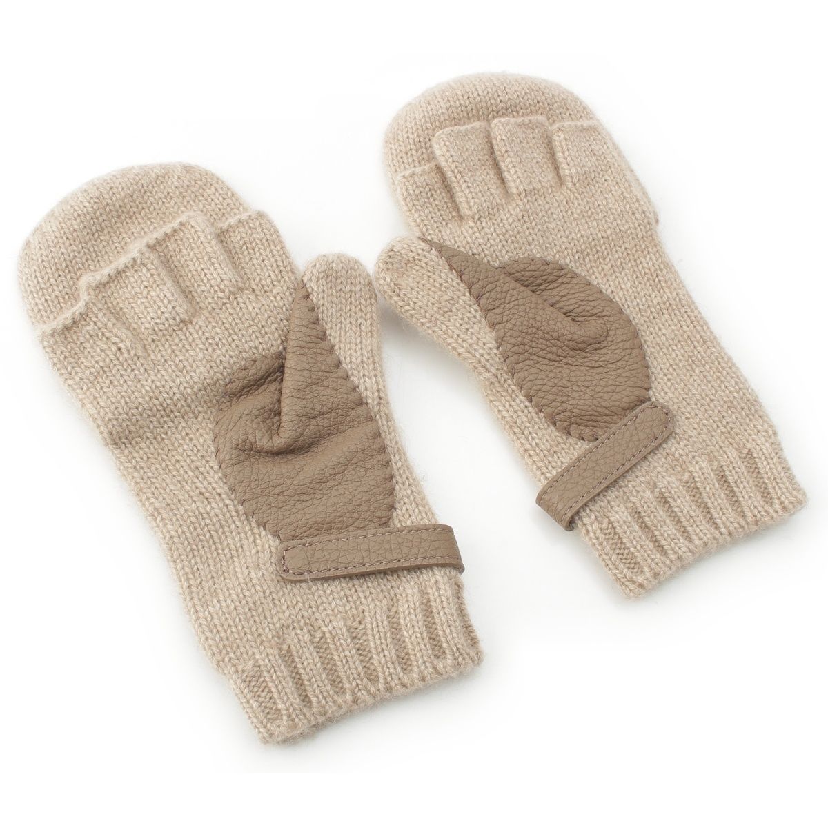 Hermes Lionel Cashmere Gloves Mittens Beige — view 2