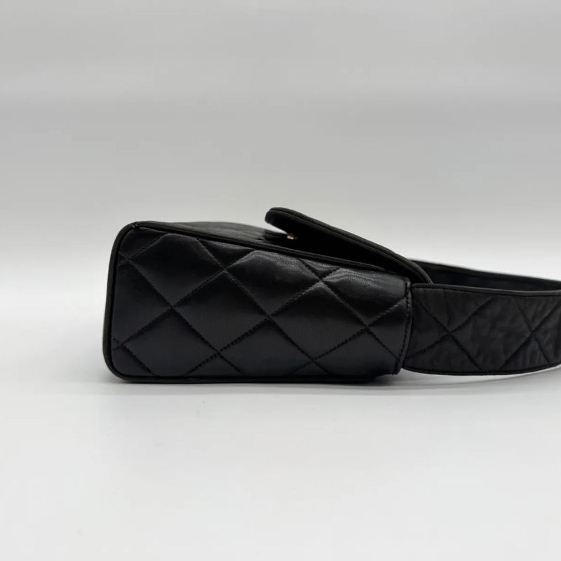 Chanel Shoulder Bag Lambskin Quilted CC Logo Black Leather