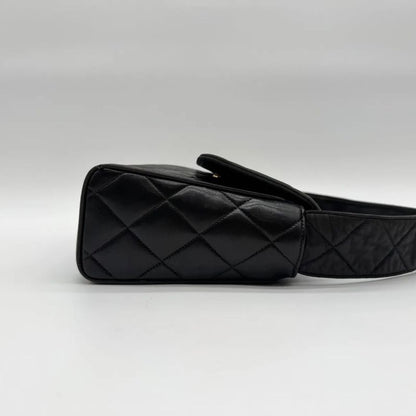 Chanel Shoulder Bag Lambskin Quilted CC Logo Black Leather