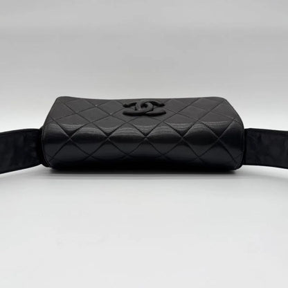 Chanel Shoulder Bag Lambskin Quilted CC Logo Black Leather