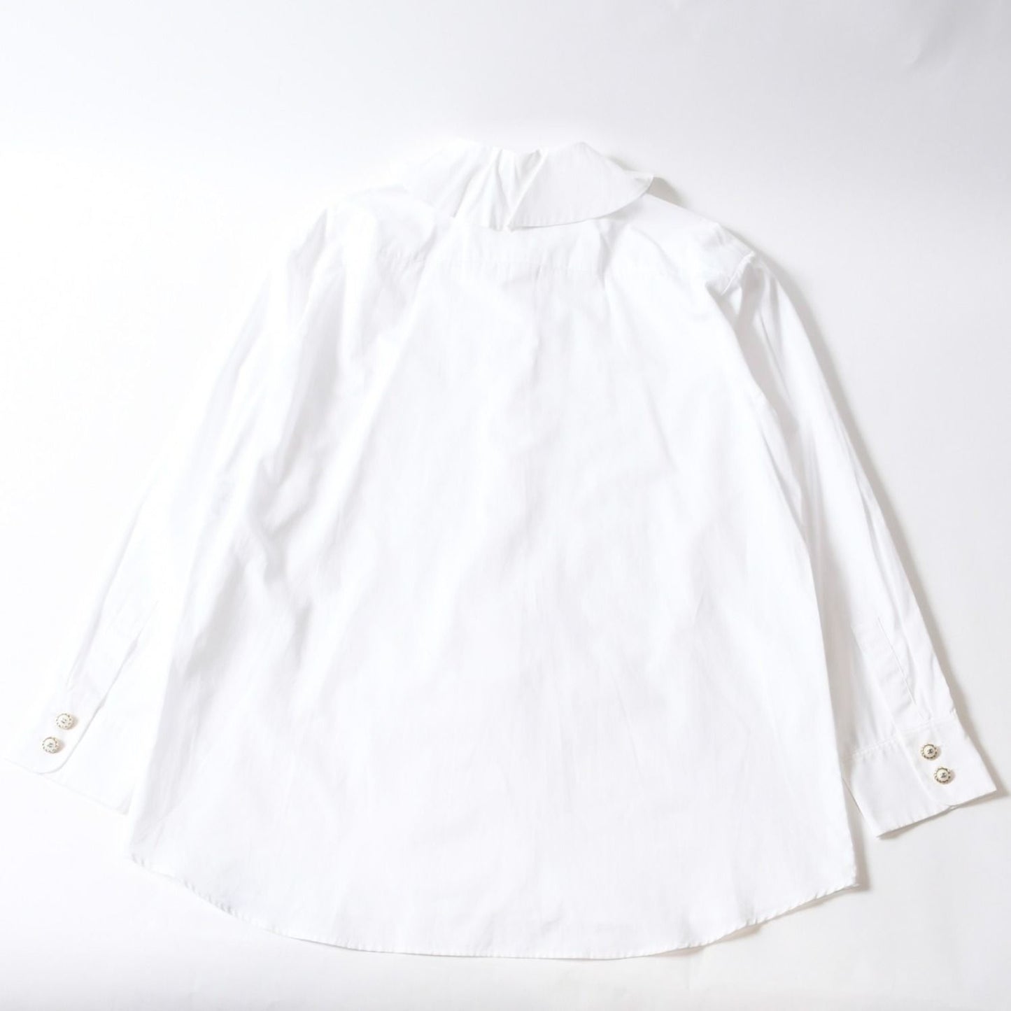 Chanel Long Sleeve Shirt Blouse CC Logo Cotton White Gold — view 2