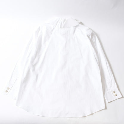 Chanel Long Sleeve Shirt Blouse CC Logo Cotton White Gold — view 2