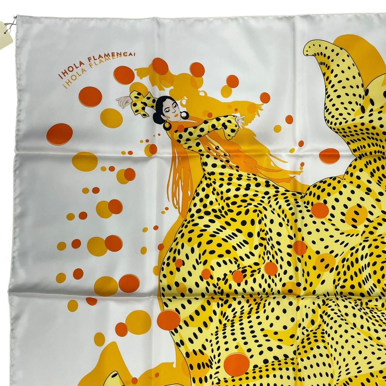Hermes Scarf Silk Carre 90 Hola Flamenca Yellow — view 3